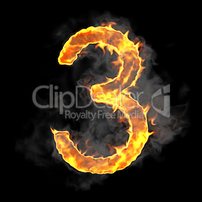 Burning and flame font 3 numeral