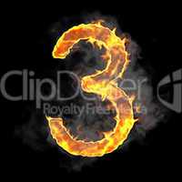 Burning and flame font 3 numeral