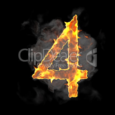 Burning and flame font 4 numeral