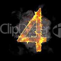 Burning and flame font 4 numeral