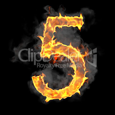 Burning and flame font 5 numeral