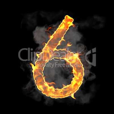 Burning and flame font 6 numeral