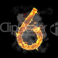 Burning and flame font 6 numeral