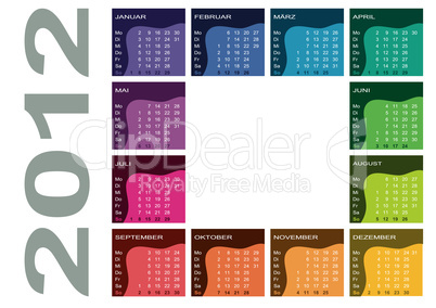 Farbiger Jahreskalender 2012 - deutsch