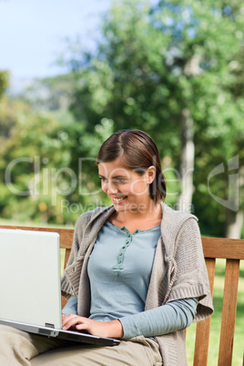 Young woman working on her laptop