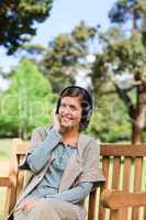 Woman listening to some music