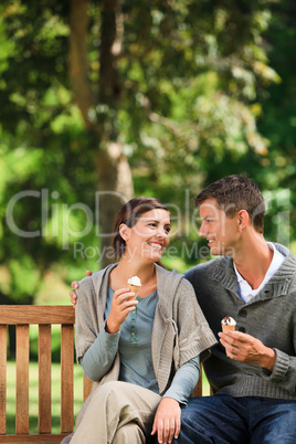 Couple eating an ice cream