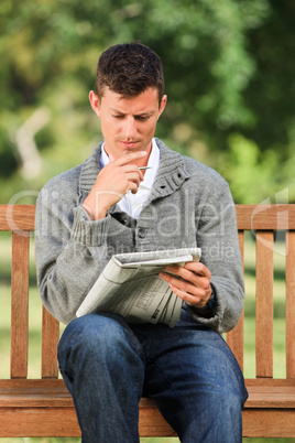 Man making his crossword