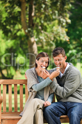Couple eating an ice cream