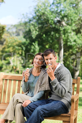 Couple eating an ice cream