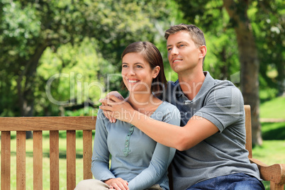 Man hugging his girlfriend