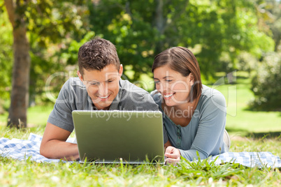 Lovers working on their laptop