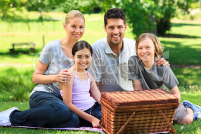 Happy family picnicking in the park