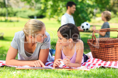 Family picnicking in the park