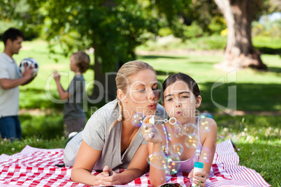 Mother and daughter having fun