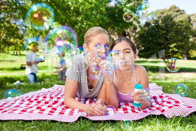 Mother and daughter having fun