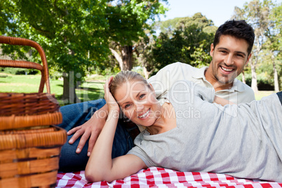 Couple picnicking in the park