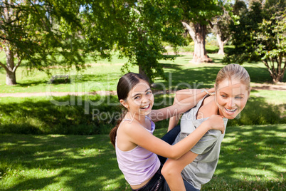 Daughter playing with her mother