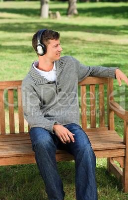 Relaxed man listening to some music