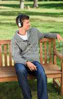 Relaxed man listening to some music