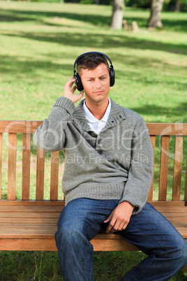 Relaxed man listening to some music