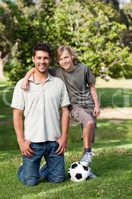 Father and his son in the park