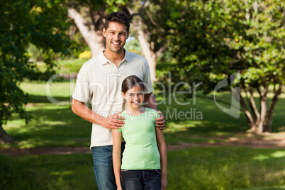 Daughter with her father in the park