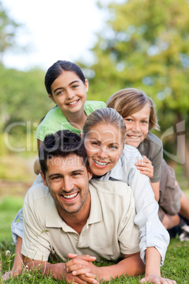 Happy family in the park