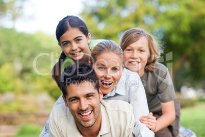 Happy family in the park