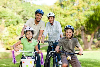 Family with their bikes
