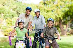 Family with their bikes