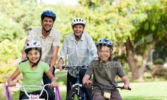 Family with their bikes