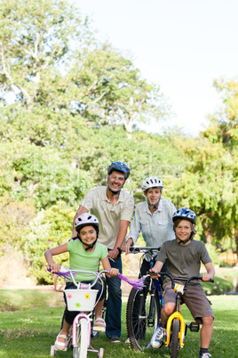 Family with their bikes