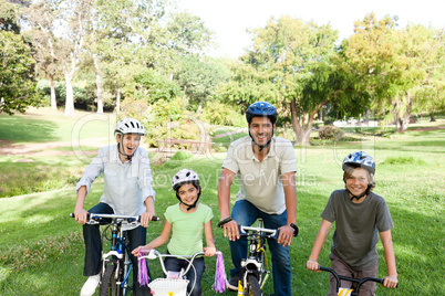 Family with their bikes