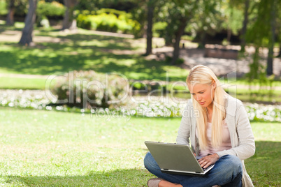 Woman working on her laptop