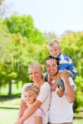 Happy family in the park