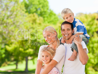 Happy family in the park