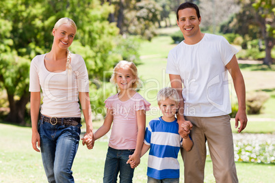 Adorable family in the park