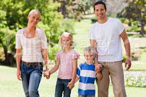 Adorable family in the park