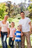 Adorable family in the park