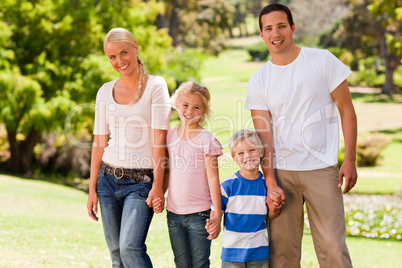 Adorable family in the park