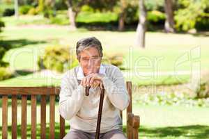 Elderly man with his walking stick