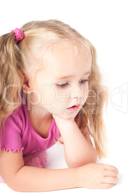 Little cute girl in studio