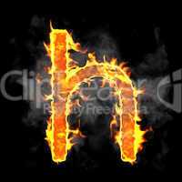 Burning and flame font H letter
