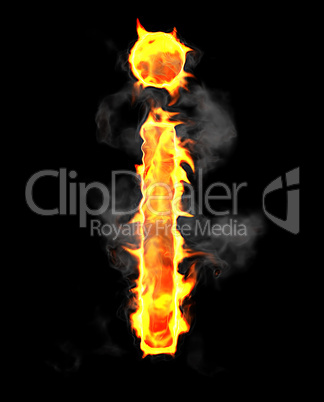 Burning and flame font I letter