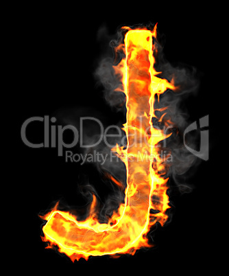 Burning and flame font J letter