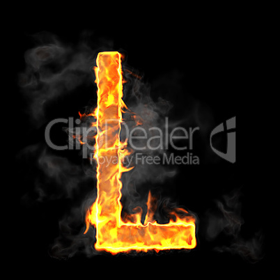 Burning and flame font L letter