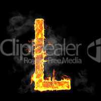 Burning and flame font L letter
