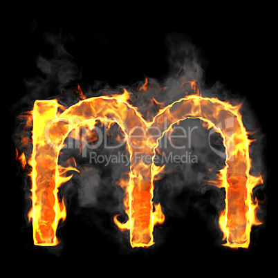 Burning and flame font M letter