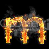 Burning and flame font M letter